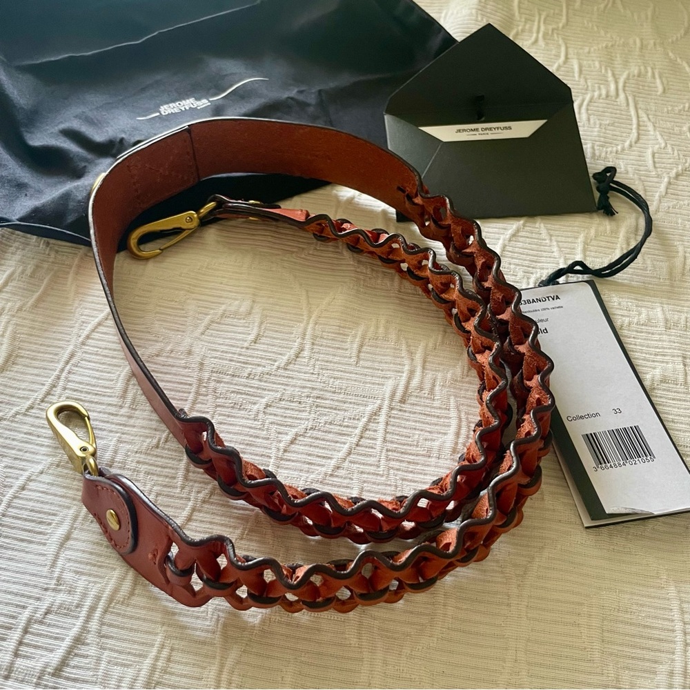 Jerome Dreyfuss leather shoulder bag strap braid detail brown EUC